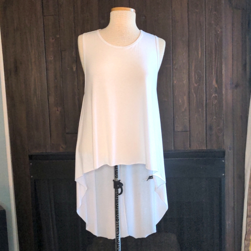 Asymmetrical Hem White Tank Top by Onzie